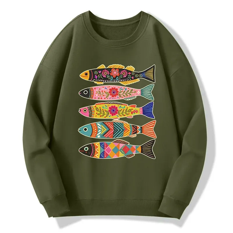 Tokyo-Tiger Colorful Patterned Fish Classic Sweatshirt