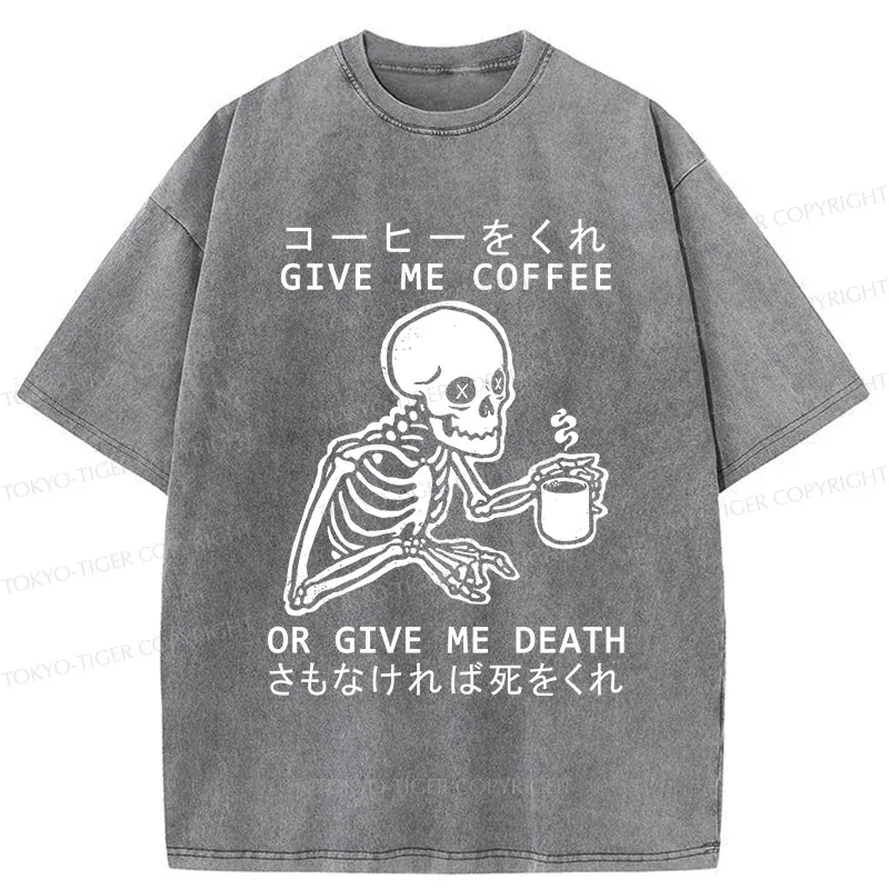 Tokyo-Tiger Give Skull Coffee Washed T-Shirt
