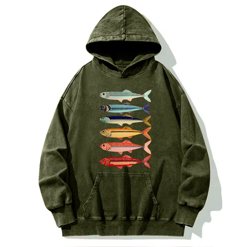 Tokyo-Tiger Colorful Fish Stack Washed Hoodie