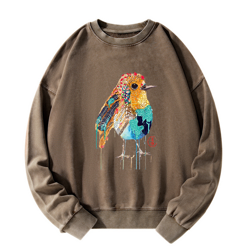 Tokyo-Tiger Sparkly Wild Bird Washed Sweatshirt