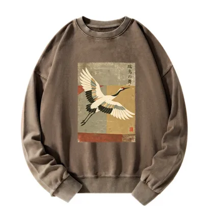 Tokyo-Tiger Crane Spirit Washed Sweatshirt