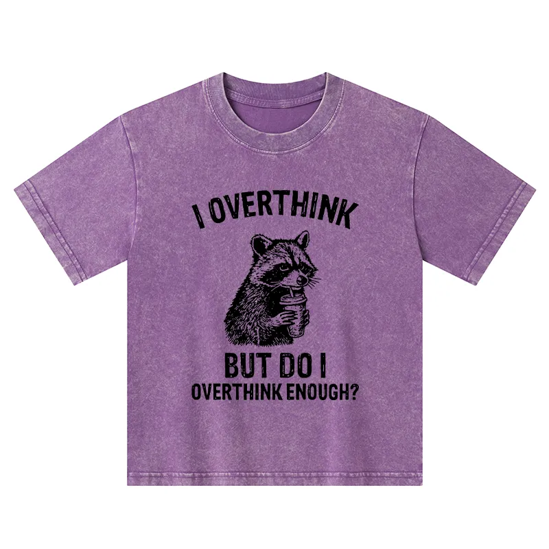 Tokyo-Tiger Constant Overthinking Kids Washed T-Shirt