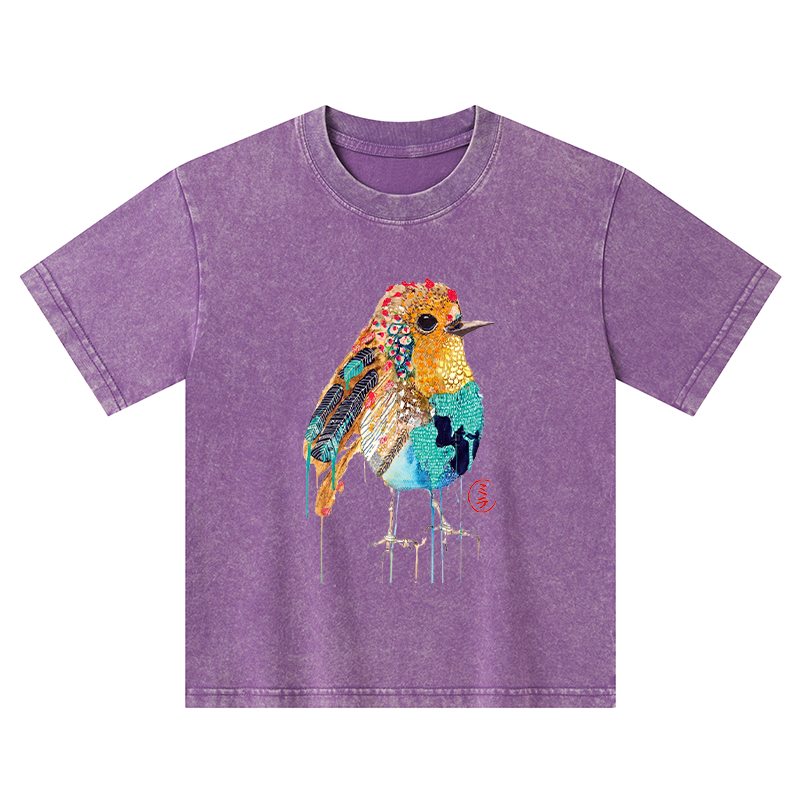 Tokyo-Tiger Sparkly Wild Bird Kids Washed T-Shirt