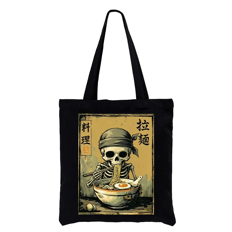 Tokyo-Tiger Funny Skeleton Ramen Tote Bag Sale