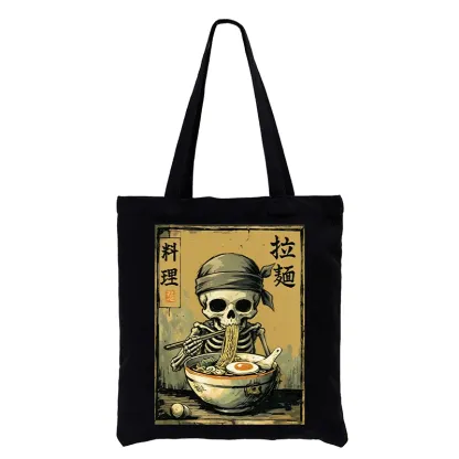 Tokyo-Tiger Funny Skeleton Ramen Tote Bag