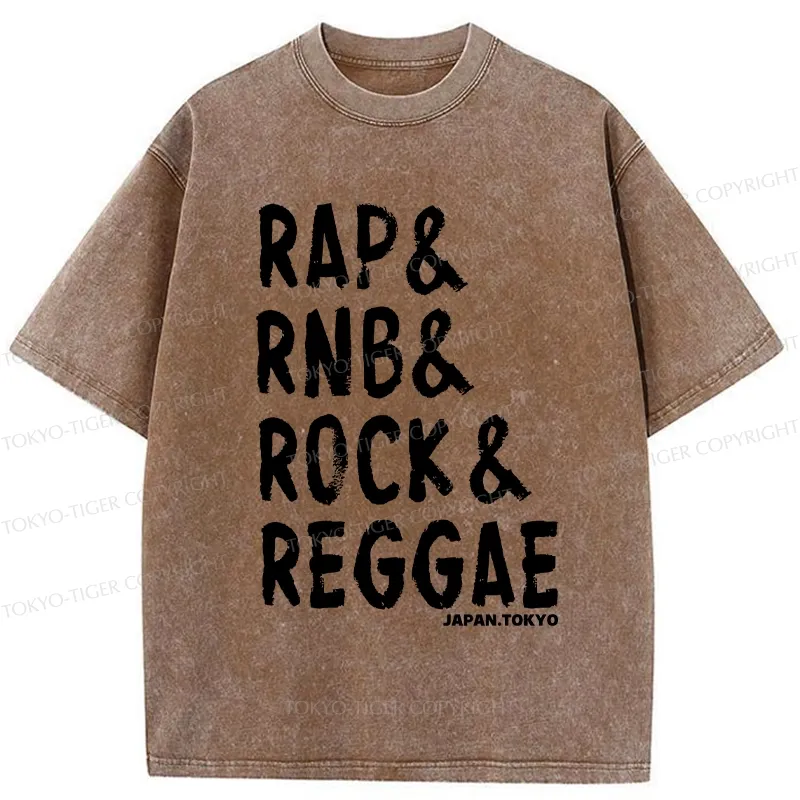 Tokyo-Tiger Music Genre Washed T-Shirt