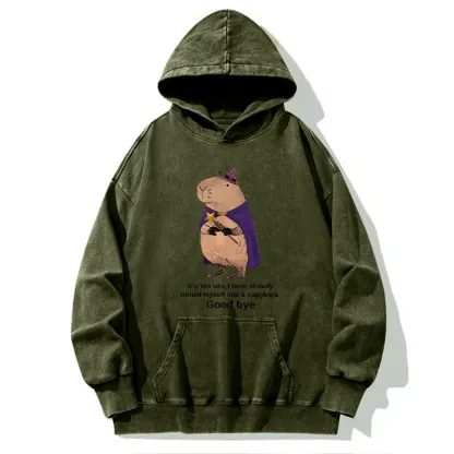 Tokyo-Tiger Funny Wizard Capybara Washed Hoodie