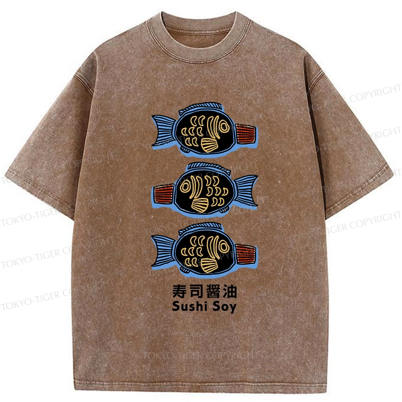 Tokyo-Tiger Sushi Soy Sauce Washed T-Shirt