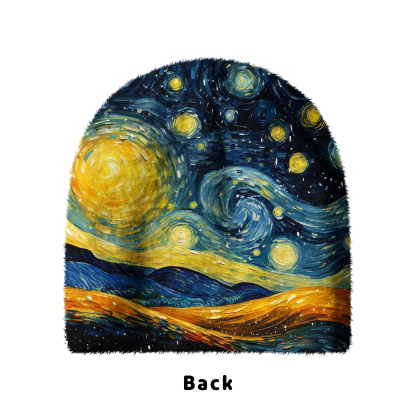 Tokyo-Tiger Black Cat Under The Stars Fuzzy Beanie