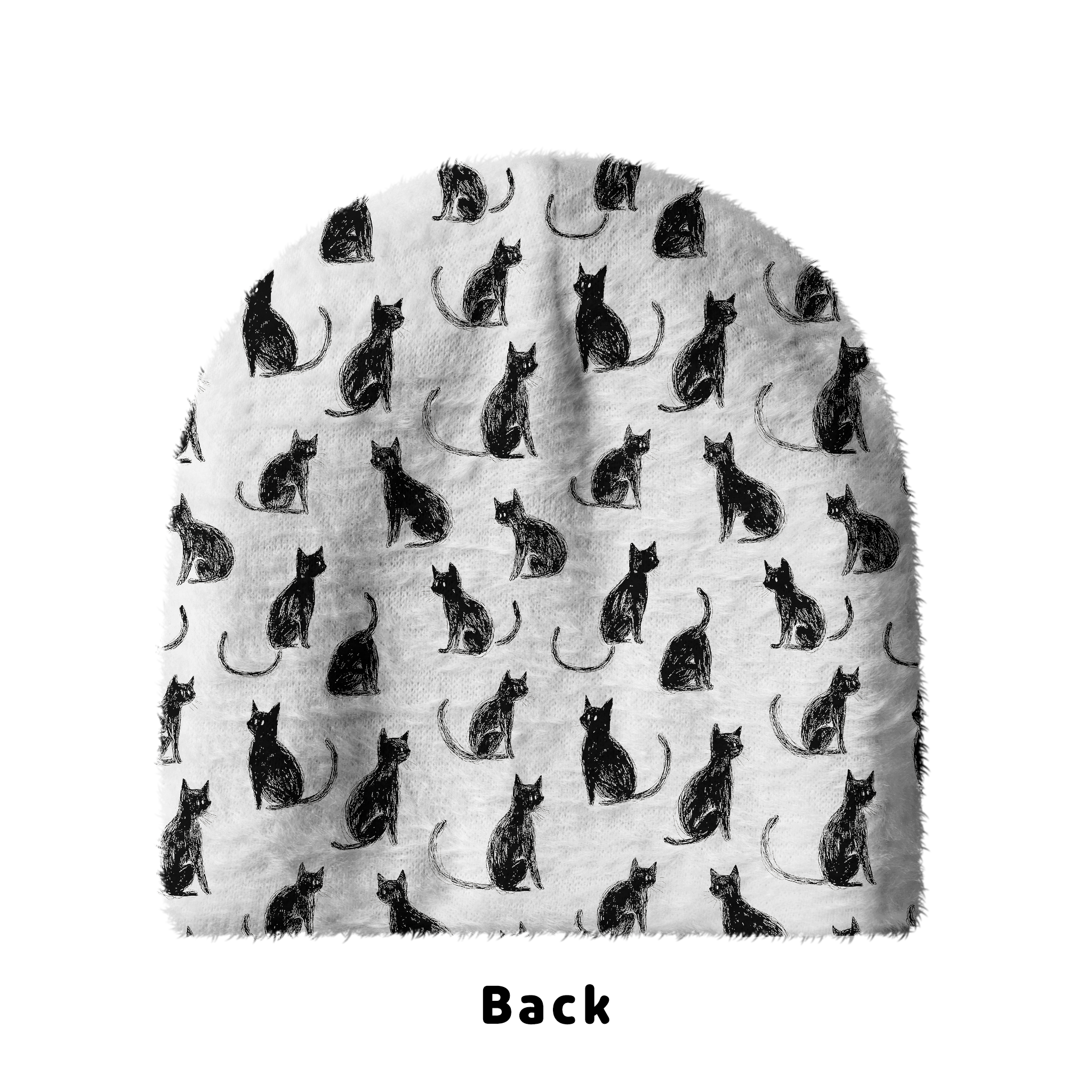 Tokyo-Tiger Black Cat White Fuzzy Beanie