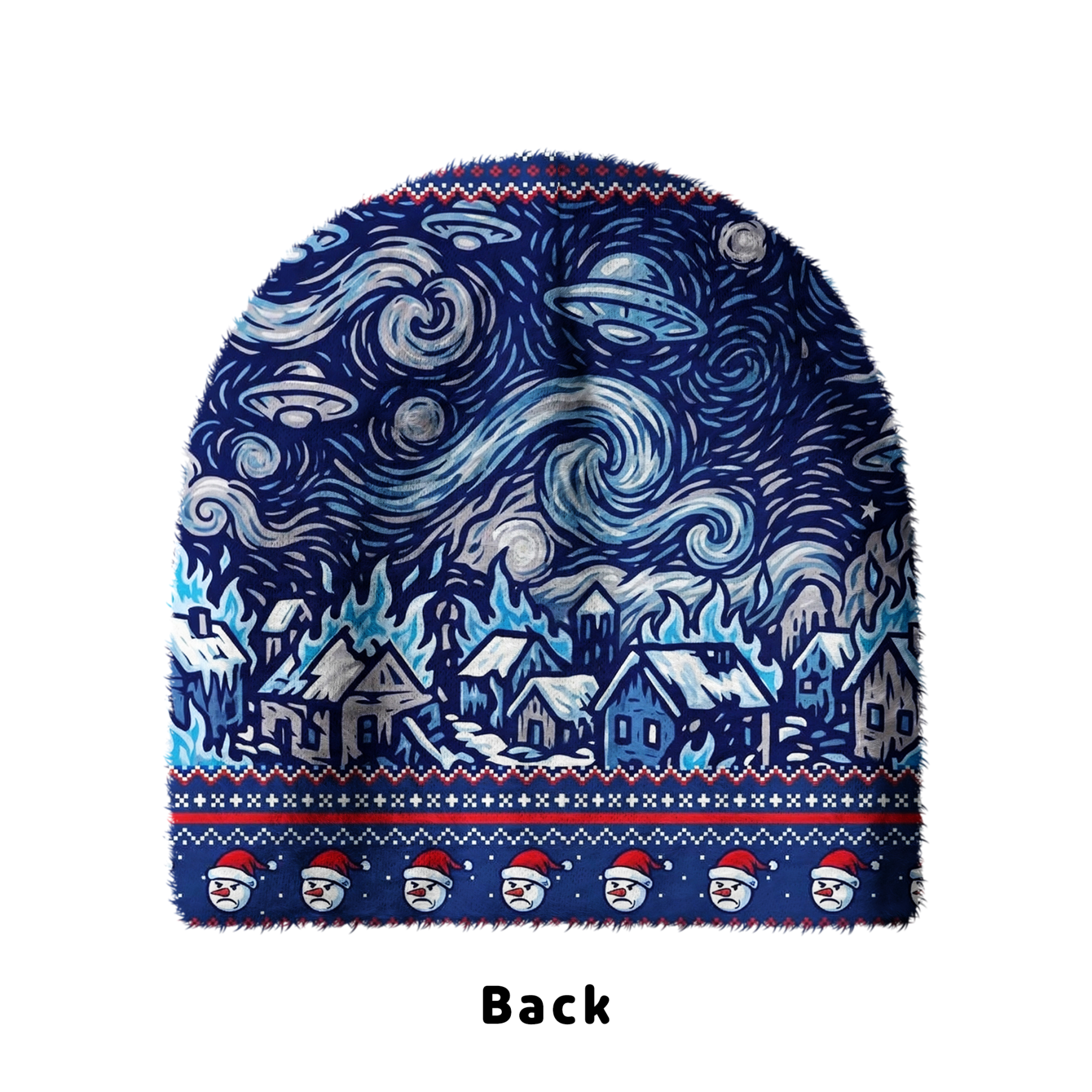Tokyo-Tiger Starry Night Style Angry Snowman Laser Breath Fuzzy Beanie