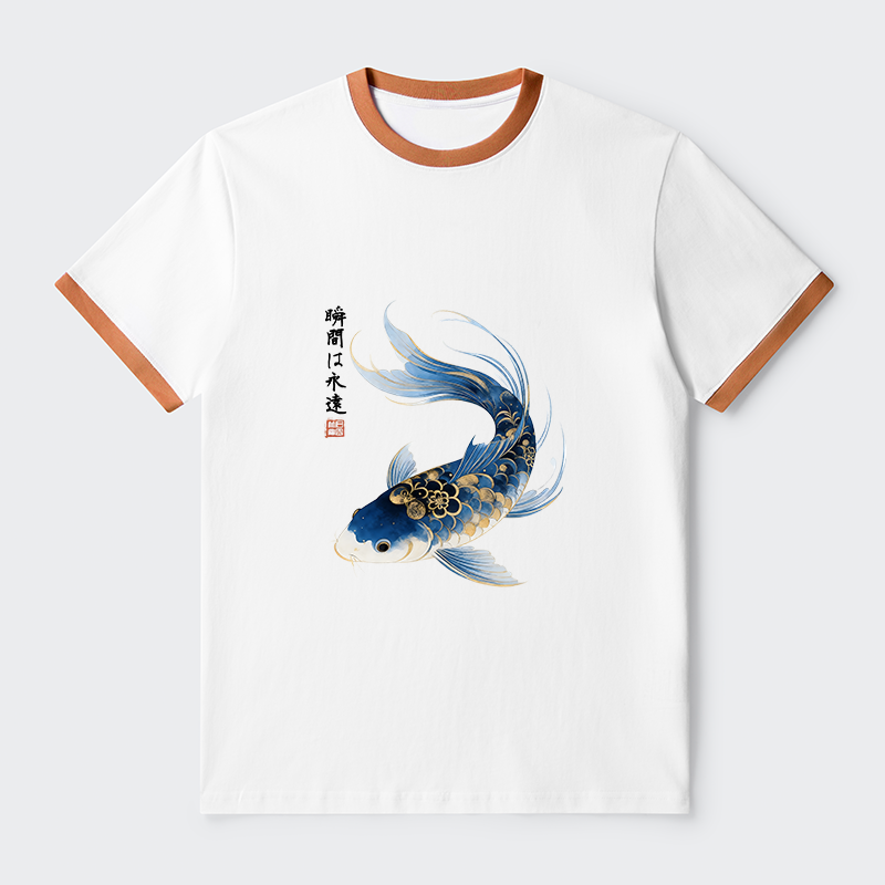 Tokyo-Tiger Elegant Koi Fish Watercolor Art Trim T-Shirt