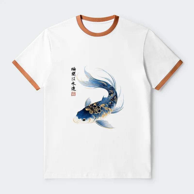 Tokyo-Tiger Elegant Koi Fish Watercolor Art Trim T-Shirt