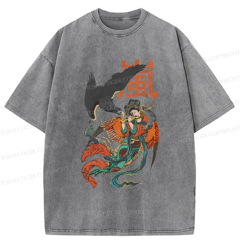 Tokyo-Tiger Japanese mural Washed T-Shirt