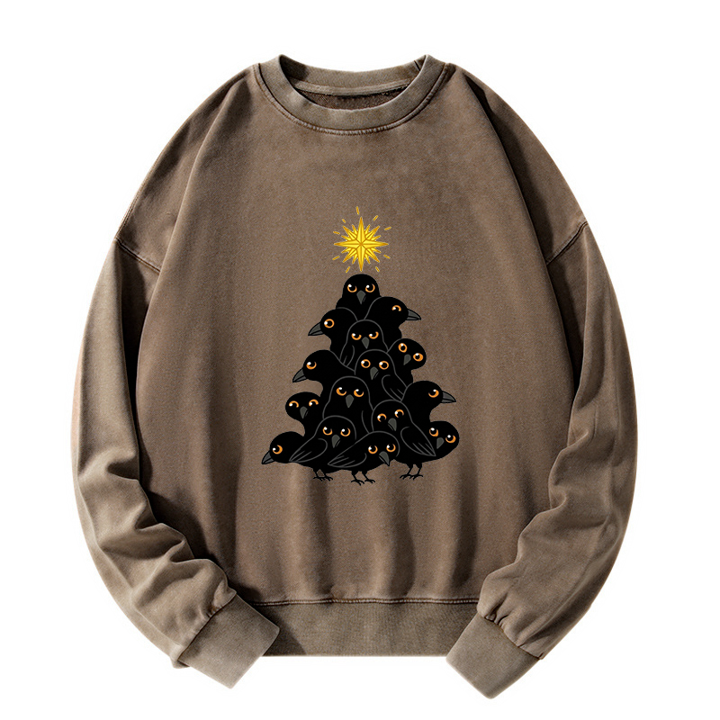 Tokyo-Tiger Crow Christmas Tree Washed Sweatshirt