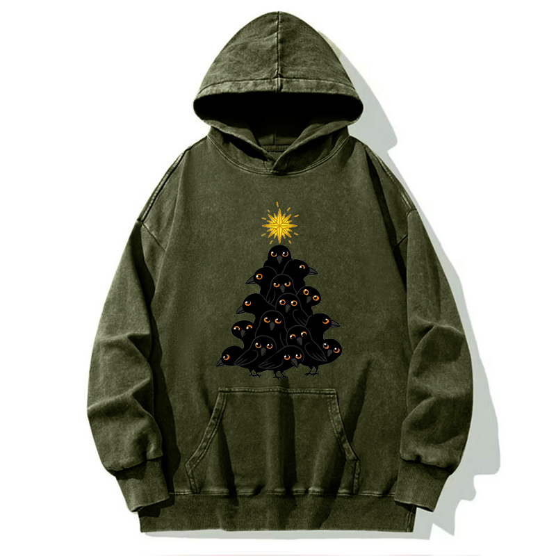 Tokyo-Tiger Crow Christmas Tree Washed Hoodie