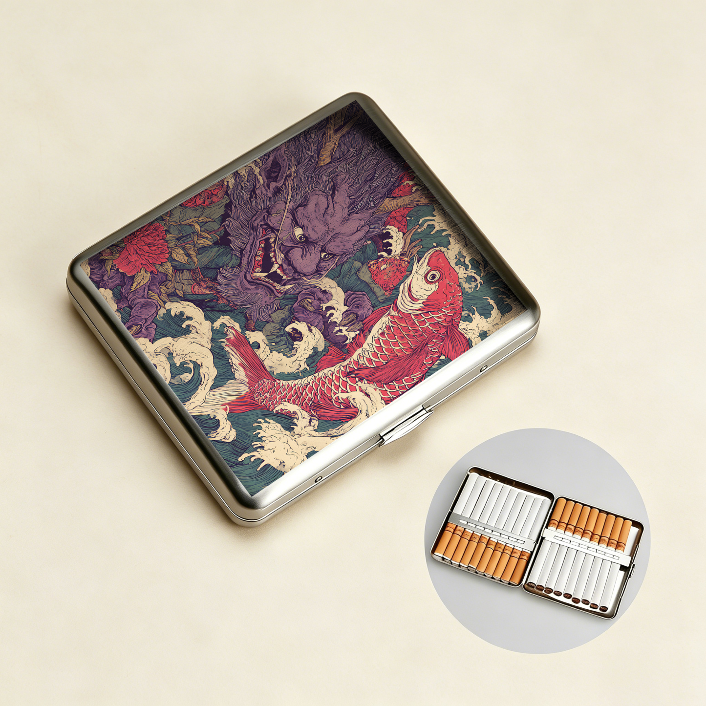 Tokyo-Tiger Dragon And Koi In The Waves Cigarette Case