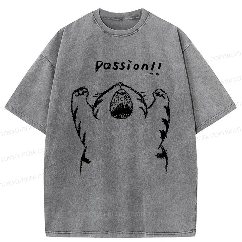 Tokyo-Tiger Passion Funny Cat Washed T-Shirt