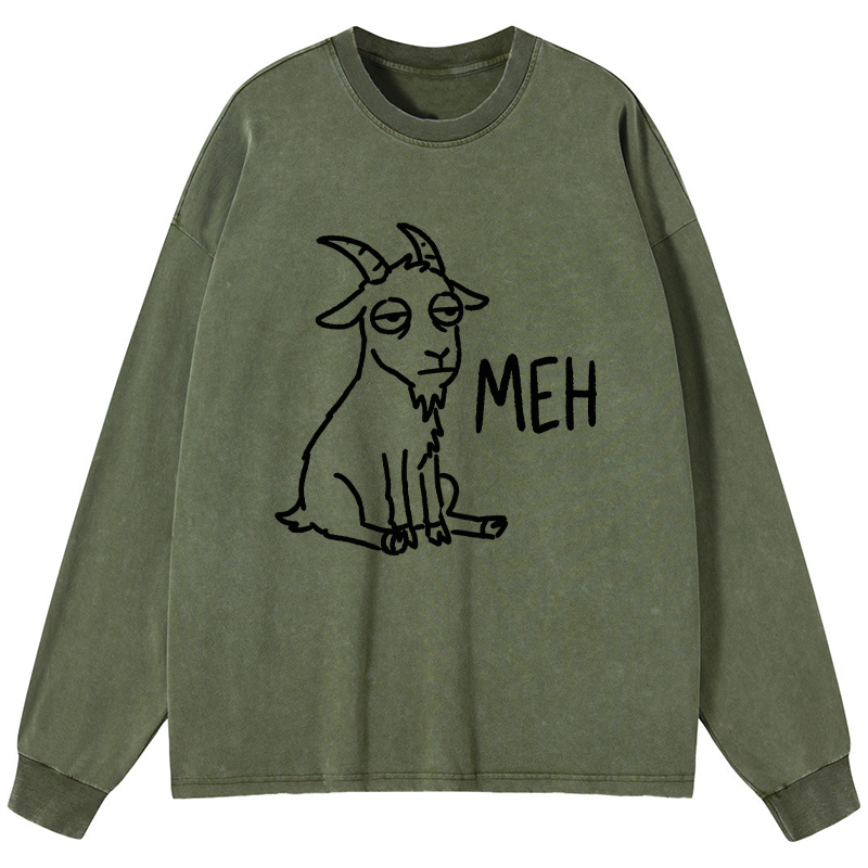 Tokyo-Tiger Funny Goat Meme Washed Long Sleeve T-Shirt