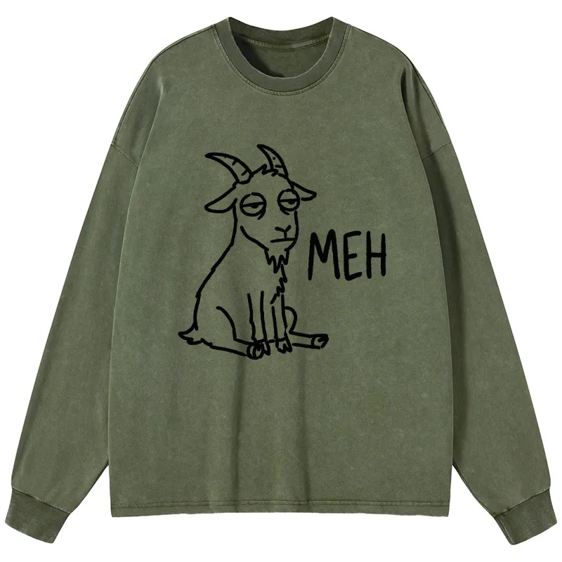 Tokyo-Tiger Funny Goat Meme Washed Long Sleeve T-Shirt