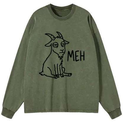 Tokyo-Tiger Funny Goat Meme Washed Long Sleeve T-Shirt