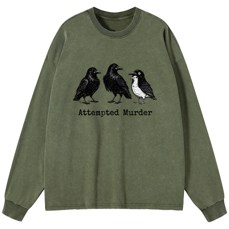 Tokyo-Tiger Attempted Murder Funny Washed Long Sleeve T-Shirt