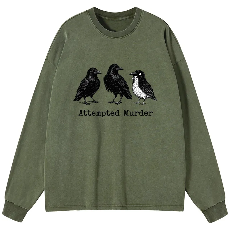 Tokyo-Tiger Attempted Murder Funny Washed Long Sleeve T-Shirt