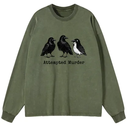 Tokyo-Tiger Attempted Murder Funny Washed Long Sleeve T-Shirt