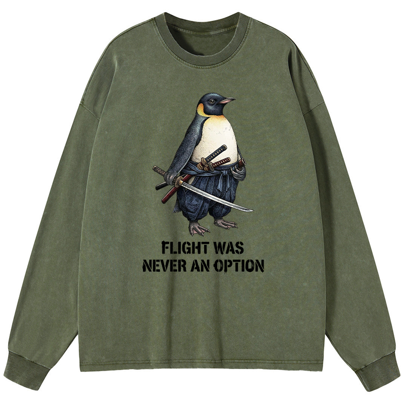Tokyo-Tiger Funny Warrior Penguin With Sword Meme Washed Long Sleeve T-Shirt