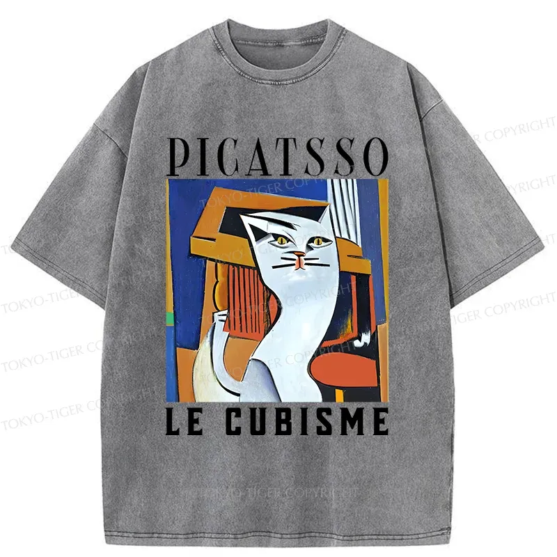 Tokyo-Tiger Picatsso's Cat Washed T-Shirt