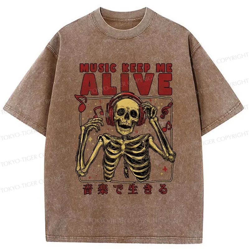 Tokyo-Tiger Music Keep Me Alive Washed T-Shirt