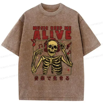 Tokyo-Tiger Music Keep Me Alive Washed T-Shirt