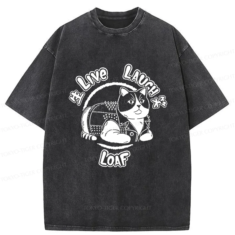 Tokyo-Tiger Live, Laugh, Cat Washed T-Shirt