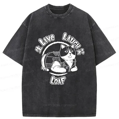 Tokyo-Tiger Live, Laugh, Cat Washed T-Shirt