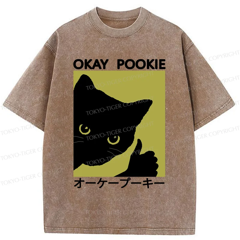 Tokyo-Tiger Okay Pookie Cat Washed T-Shirt