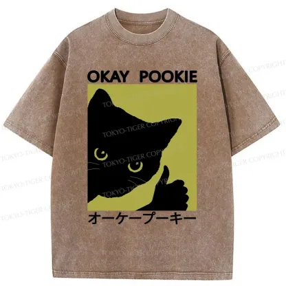 Tokyo-Tiger Okay Pookie Cat Washed T-Shirt