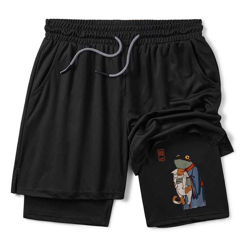 Tokyo-Tiger The Frog Holds The Cat Training Shorts