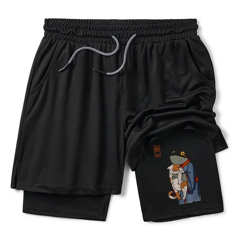 Tokyo-Tiger The Frog Holds The Cat Training Shorts