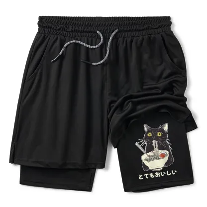 Tokyo-Tiger Cats Eat Ramen Noodles Training Shorts
