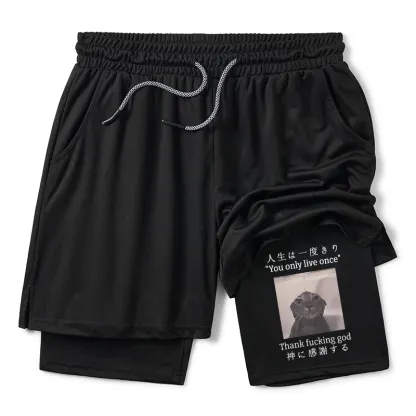 Tokyo-Tiger Funny Melancholy Cat Training Shorts