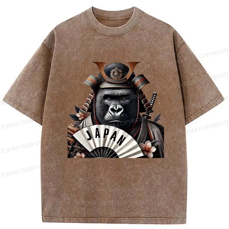 Tokyo-Tiger Japanese Samurai Gorilla Washed T-Shirt