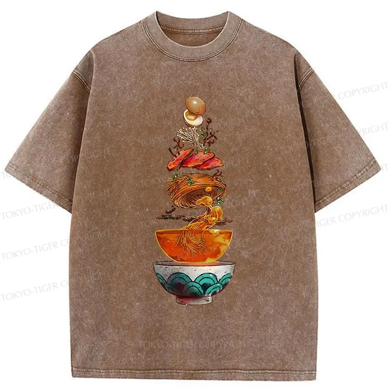 Tokyo-Tiger Funny Ramen Layers Washed T-Shirt