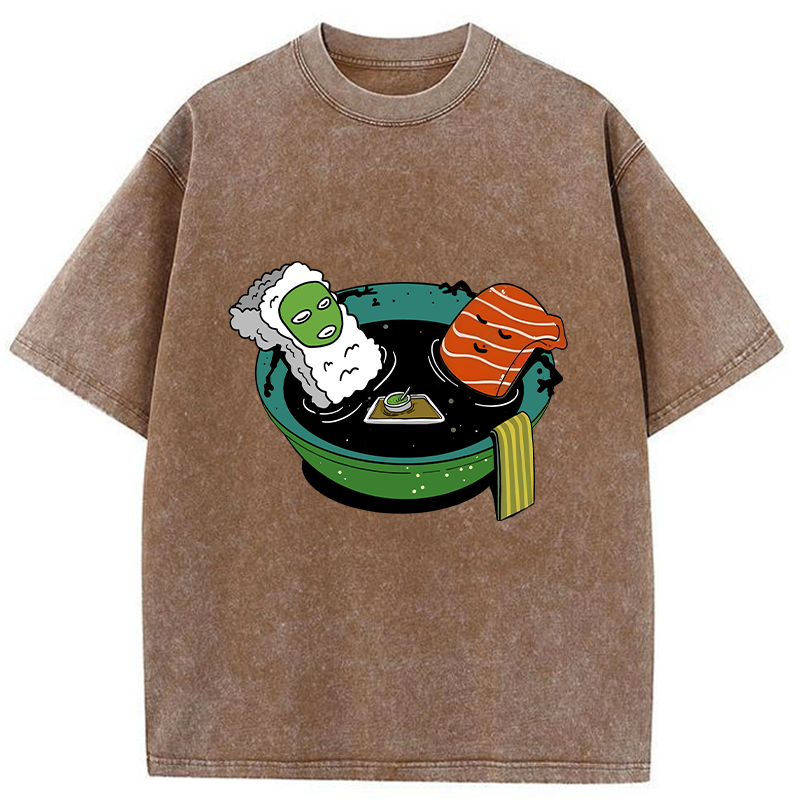 Tokyo-Tiger Soy Sauce Bath Sushi Washed T-Shirt