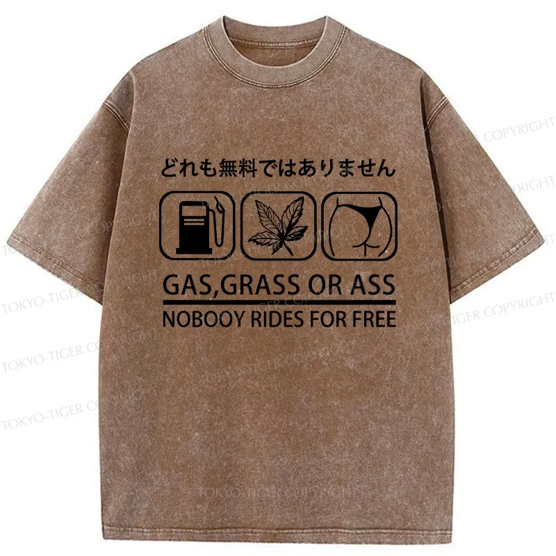 Tokyo-Tiger Nobody Rides For Free Washed T-Shirt