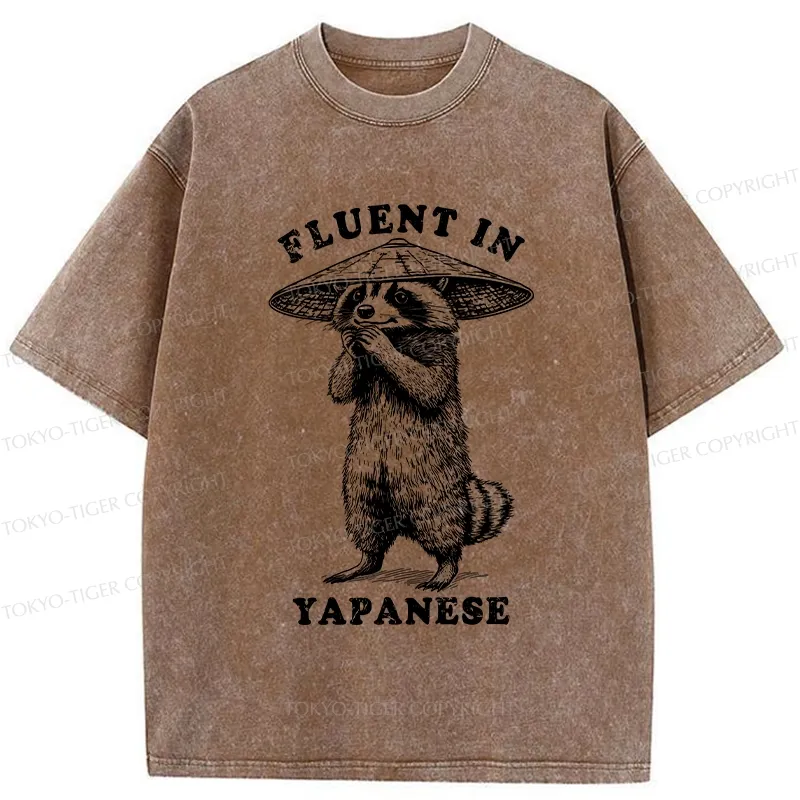 Tokyo-Tiger Funny Fluent In Yapanese Washed T-Shirt