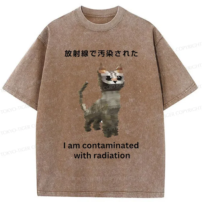 Tokyo-Tiger Irradiated Cat Funny Washed T-Shirt
