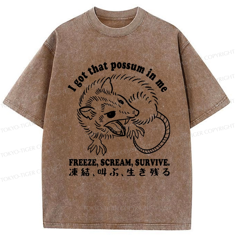 Tokyo-Tiger I Got That Possum In Me Washed T-Shirt