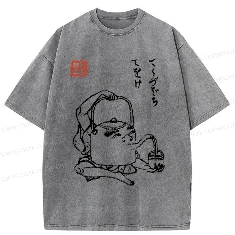 Tokyo-Tiger Kettle Monster Washed T-Shirt