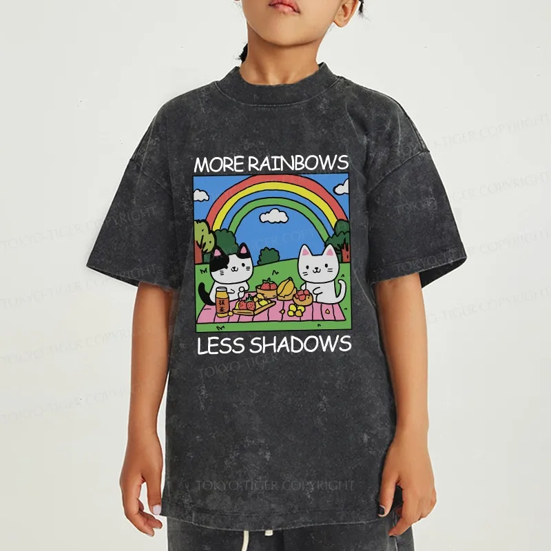 Tokyo-Tiger More Rainbows Less Shadows Kids Washed T-Shirt
