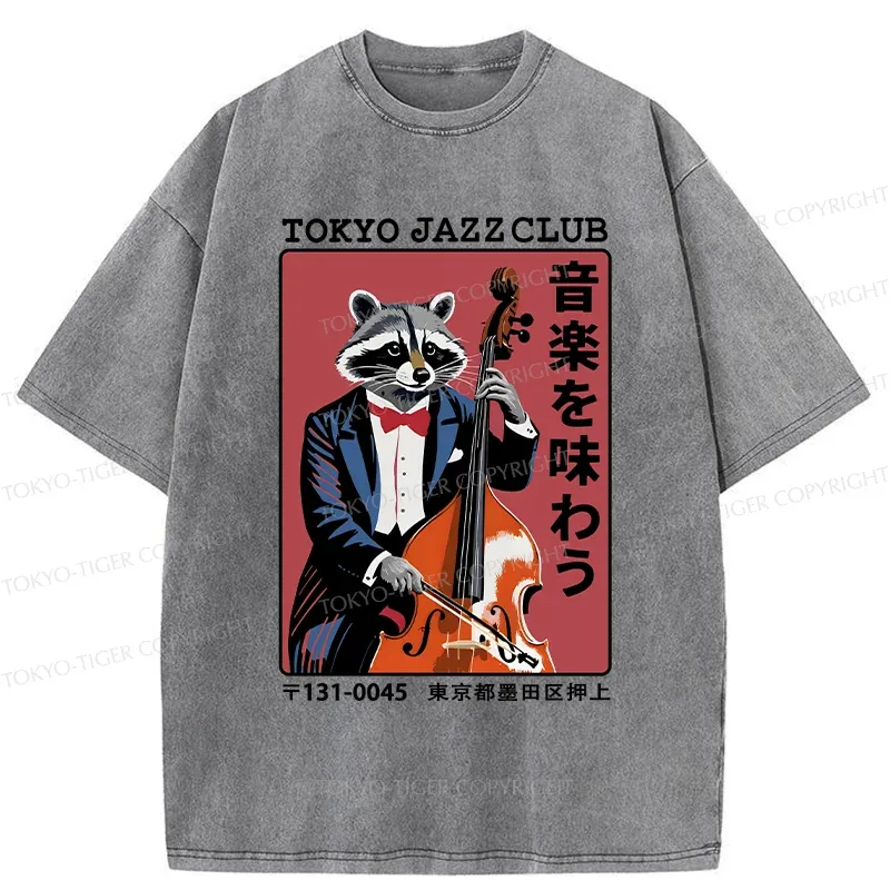 Tokyo-Tiger Tokyo Jazzclub Funny Washed T-Shirt